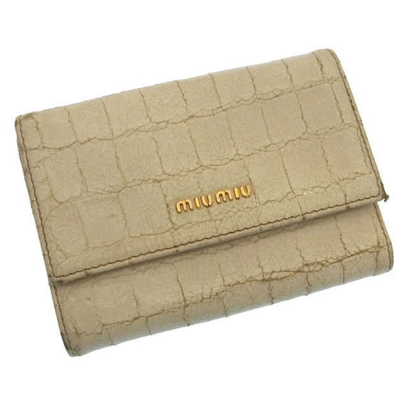 Miu Miu Crocodile Tri Wallet White Accessory - Picture 1 of 6